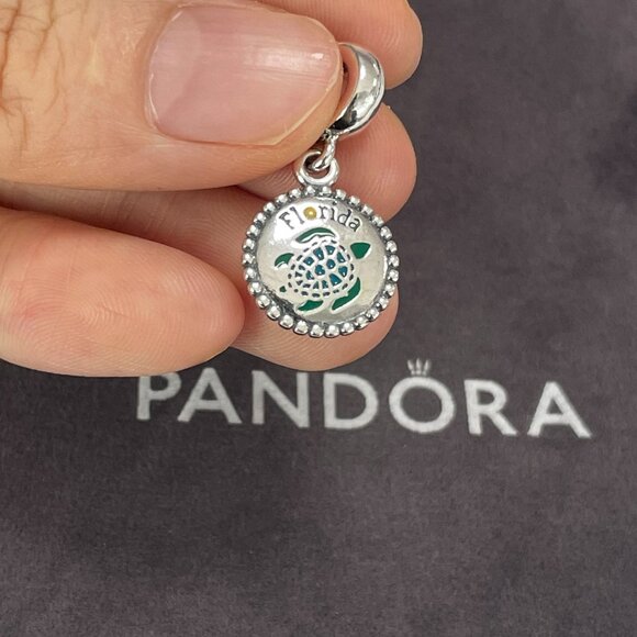 Pandora Jewelry - Pandora Florida Turtle Dangle Charm Travel Pendant S925 Sterling silver Jewelry